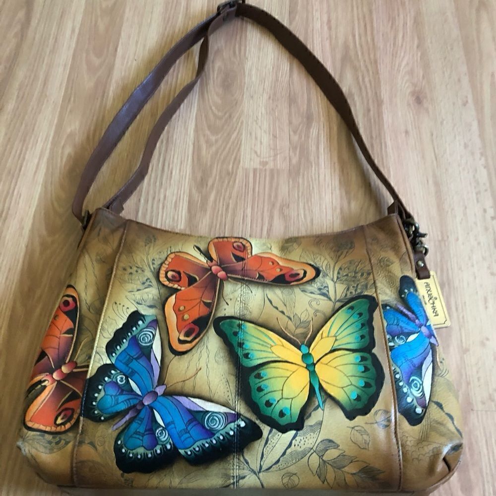 NWT ANUSCHKA India Hand-Painted Leather Butterfly Purse Shoulder Bag - Picture 15 of 15
